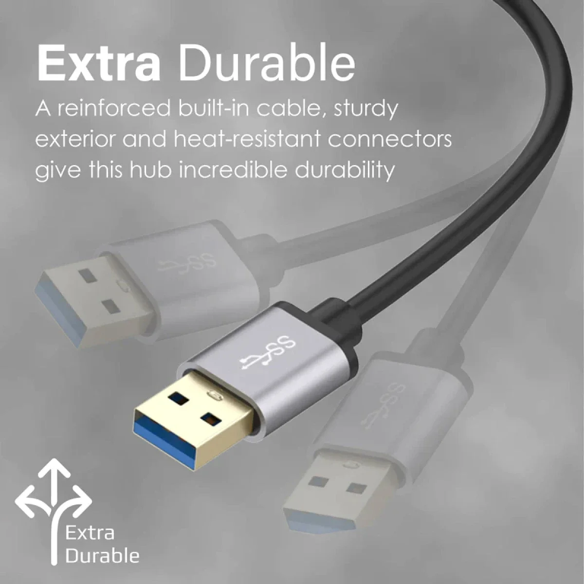 Promate EzHub-7 7-in-1 Powered USB Hub with 7 USB 3.0 Ports and USB-C Adapter - Image 5