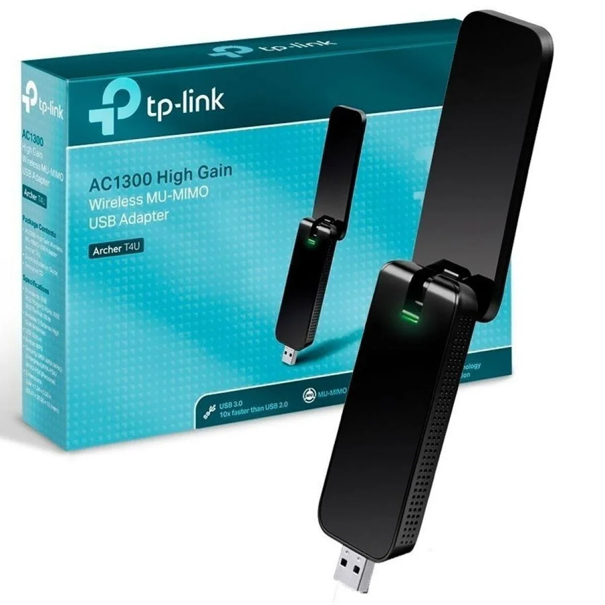 محول لاسلكي USB عالي الكسب ثنائي النطاق AC1300 بتقنية MU-MIMO من TP-LINK Archer T4U
