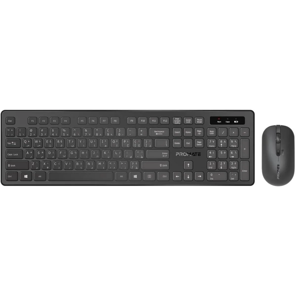 طقم كيبورد وماوس Promate ProCombo-13 لاسلكي 2.4GHz كامل الحجم ونحيف بدقة 1600 DPI