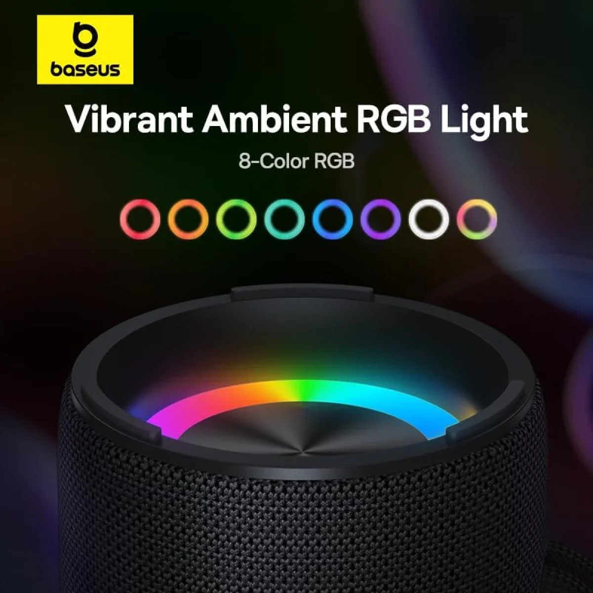 مكبر صوت Baseus AeQur Series VO20 بلوتوث مع إضاءة RGB، 15 واط، تشغيل حتى 15 ساعة - أسود - Image 5