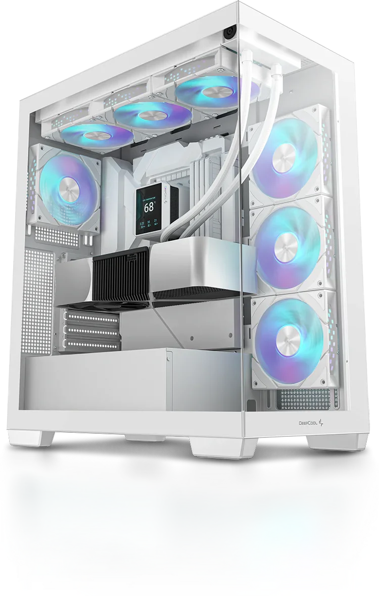 هيكل كمبيوتر DeepCool CG580 4F بانورامي ATX ميد تاور مع 4 مراوح مثبتة مسبقًا، أبيض - Image 10