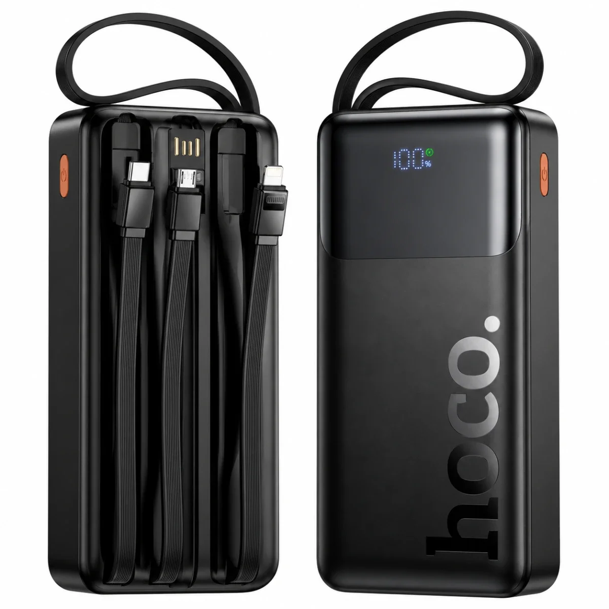 باور بانك HOCO J156A Founder سعة 20000mAh بشحن 22.5W + PD20W وكوابل مدمجة، أسود - Image 2