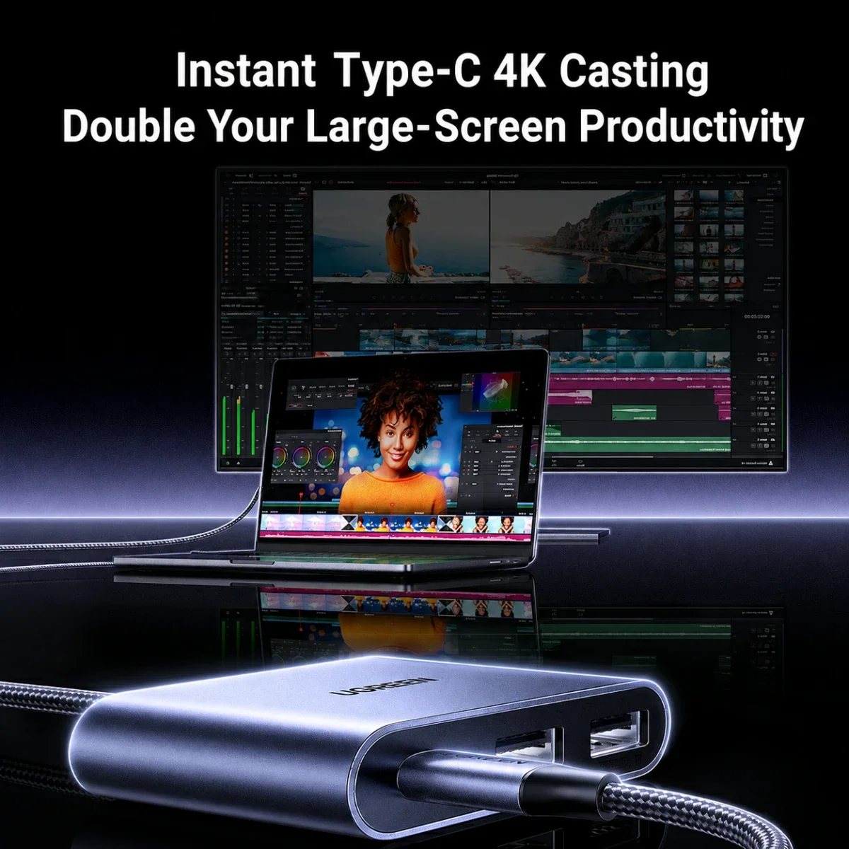 محطة إرساء Ugreen CM866 ‏5 في 1 USB-C بدقة 4K وتردد 240Hz وقدرة PD 100W - Thumbnail 4