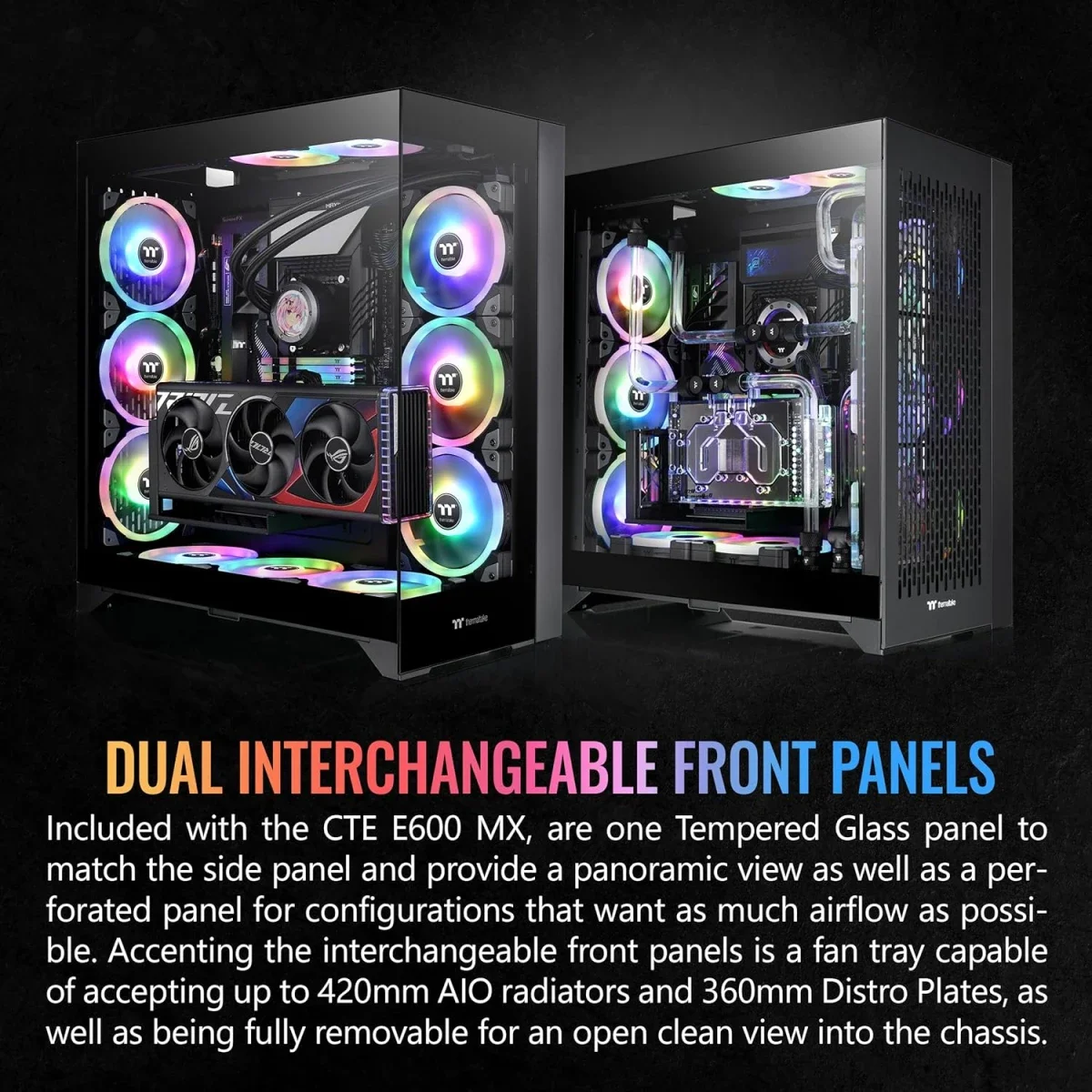 Thermaltake CTE E600 MX E-ATX Mid-Tower Case with 3-Way Floating GPU Bracket and 400mm PCIe 4.0 Riser Cable - Black - Image 5