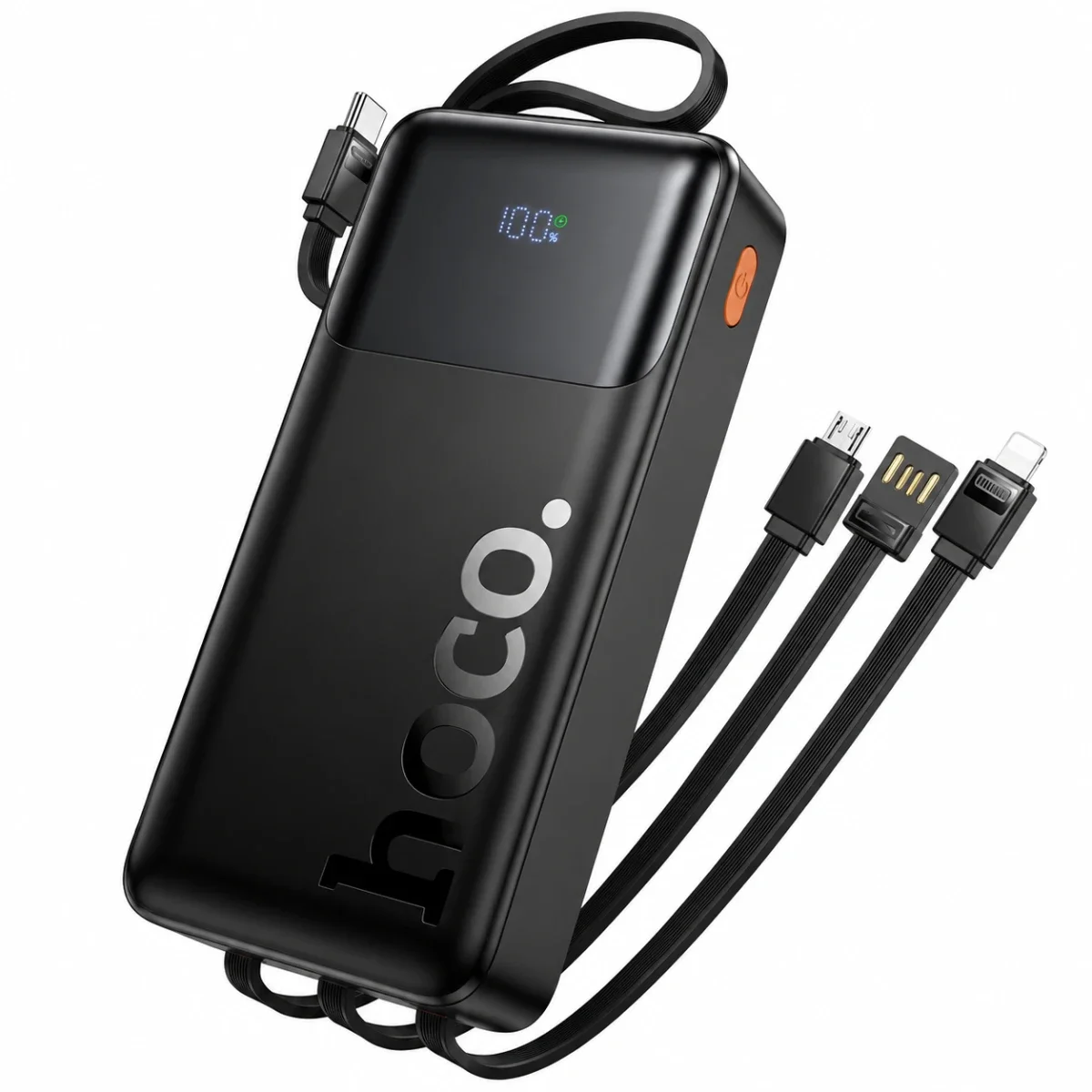 باور بانك HOCO J156A Founder سعة 20000mAh بشحن 22.5W + PD20W وكوابل مدمجة، أسود - Image 3