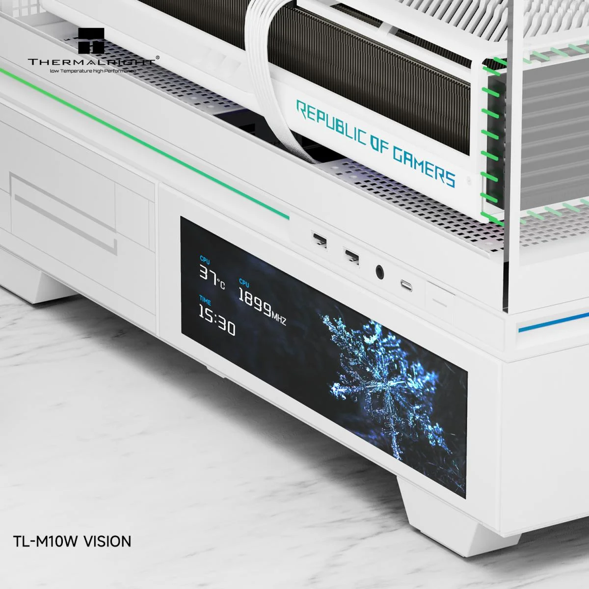 Thermalright TL-M10 VISION White mATX Mid-Tower Gaming Case with 9.16-inch LCD and 4 ARGB Fans - Image 2
