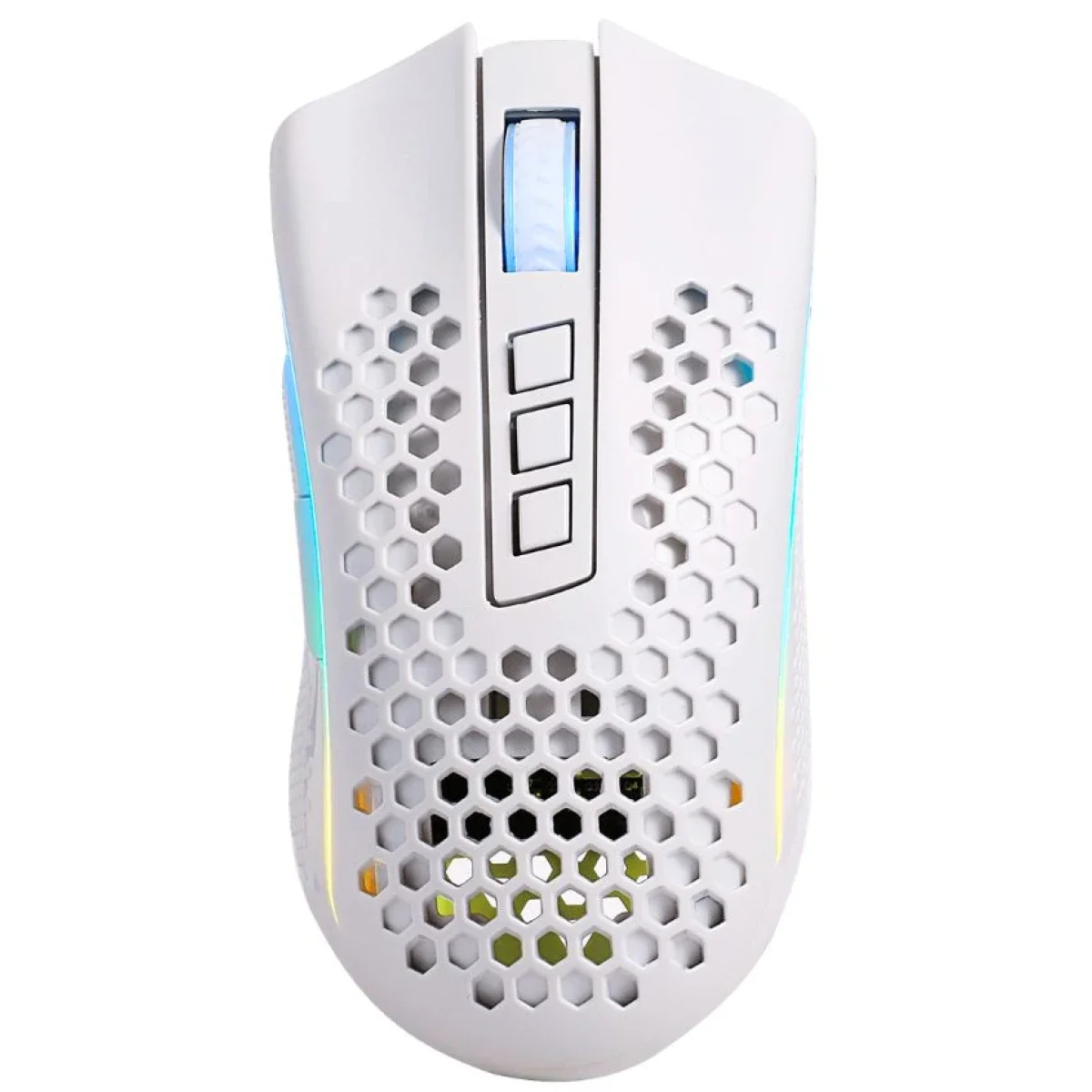 ماوس ألعاب Redragon M808 Storm Pro لاسلكي RGB بهيكل خلية نحل، 16000 DPI، أبيض - Image 2