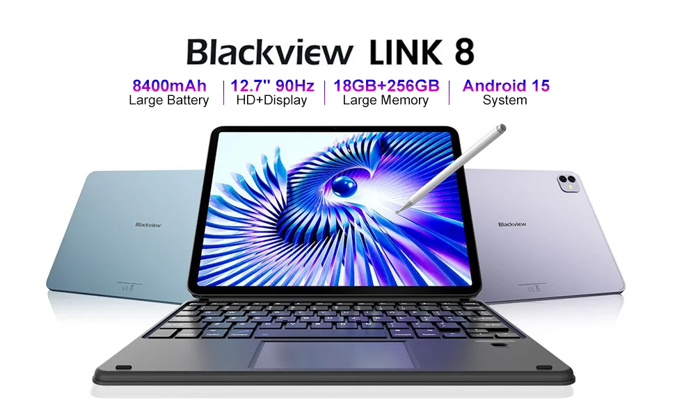 تابلت ألعاب BlackView Link 8 بشاشة 12.7 إنش، Android 15، Helio G100، رام 6+12GB، 256GB، 90Hz، 2K+، أزرق Dawn Blue - Thumbnail 11