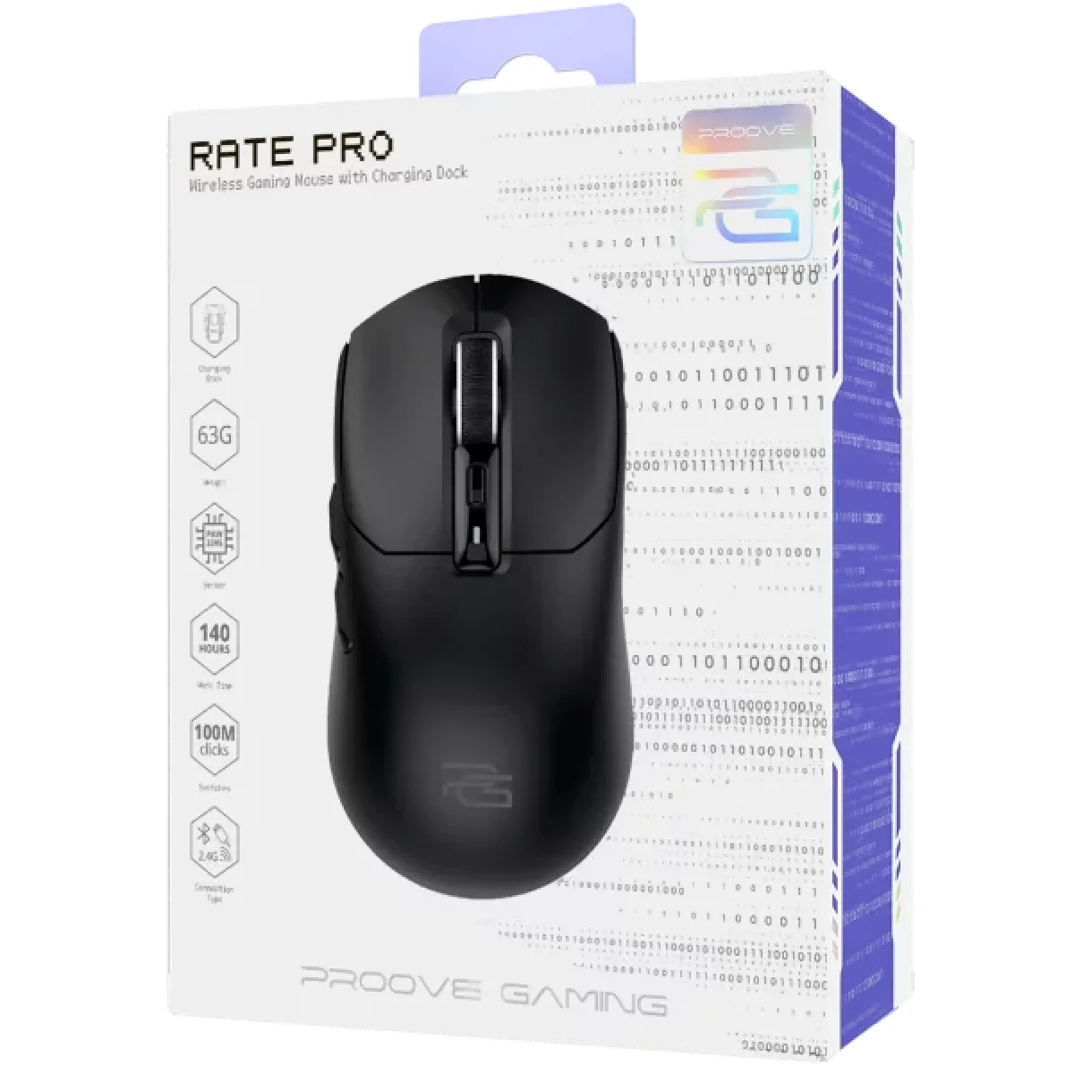 ماوس ألعاب Proove Gaming Rate Pro لاسلكي ثلاثي الوضع 26000 DPI مع قاعدة شحن أسود WMRPCD022001 - Image 10