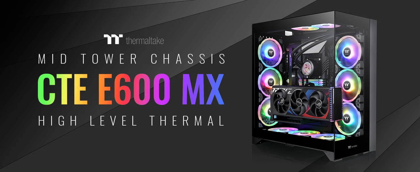 Thermaltake CTE E600 MX E-ATX Mid-Tower Case with 3-Way Floating GPU Bracket and 400mm PCIe 4.0 Riser Cable - Black - Image 9