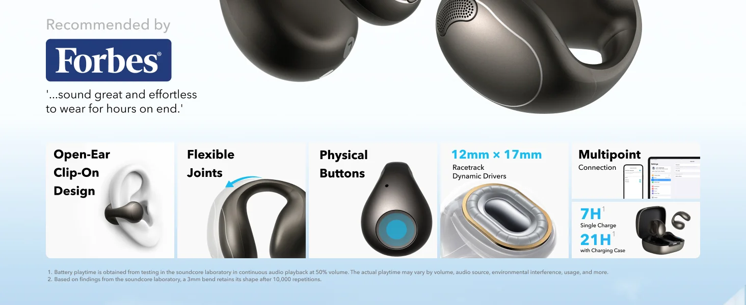 سماعات أذن Anker Soundcore C40i مفتوحة بتصميم مشبك وأزرار تحكم - أسود - Thumbnail 8