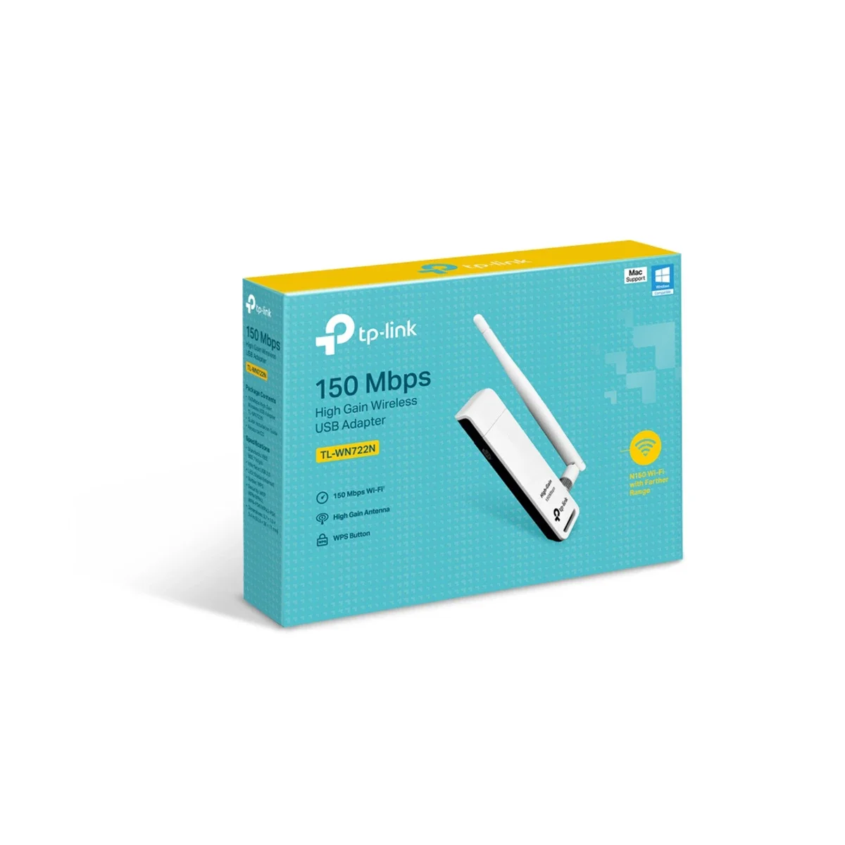 محول USB لاسلكي TP-LINK TL-WN722N عالي الكسب بسرعة 150Mbps