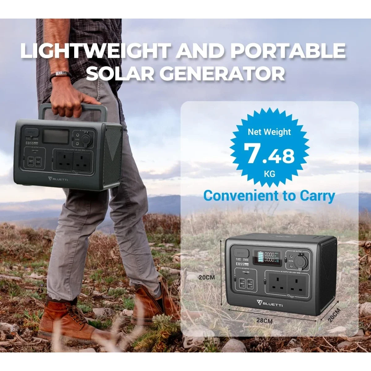 محطة طاقة محمولة BLUETTI EB55 بسعة 537Wh وقدرة 700W LiFePO4 رمادي - Thumbnail 6