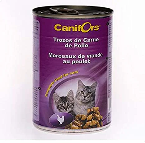 طعام قطط Canifors بقطع اللحم والدجاج 410 غرام