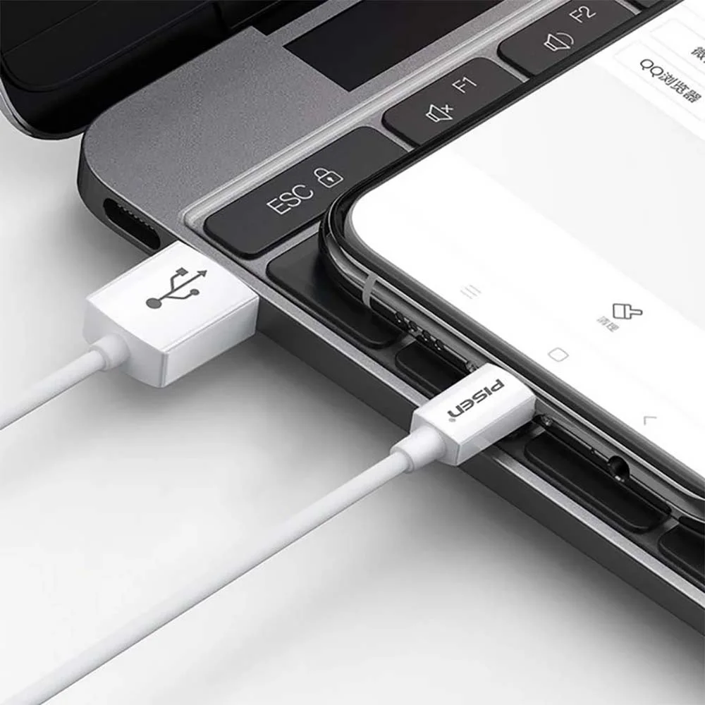 كيبل Pisen TC25-200 Mr White من USB-A إلى USB-C بطول 20 سم أبيض - Thumbnail 3