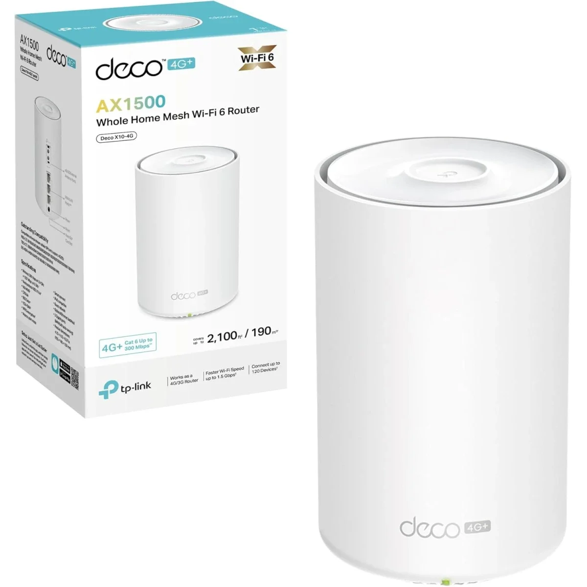 TP-LINK Deco X10-4G AX1500 Wi-Fi 6 4G+ Mesh Router with SIM Slot