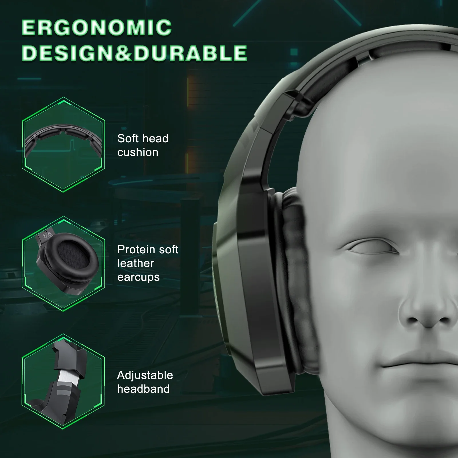 ONIKUMA B100 Tri-Mode Wireless Gaming Headset with Noise-Cancelling Mic, White - Image 14