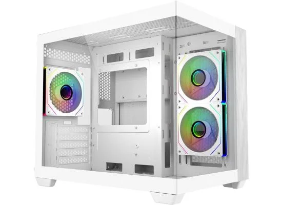 Cooler Master Elite 481 Wood White ARGB Mid-Tower Gaming Case with 3 x 120mm Fans - Thumbnail 4