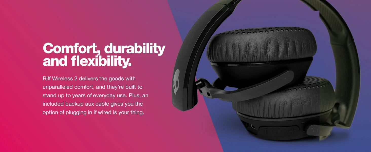 Skullcandy Riff 2 Wireless On-Ear Bluetooth Headphones, 34-Hour Battery, True Black - Thumbnail 11
