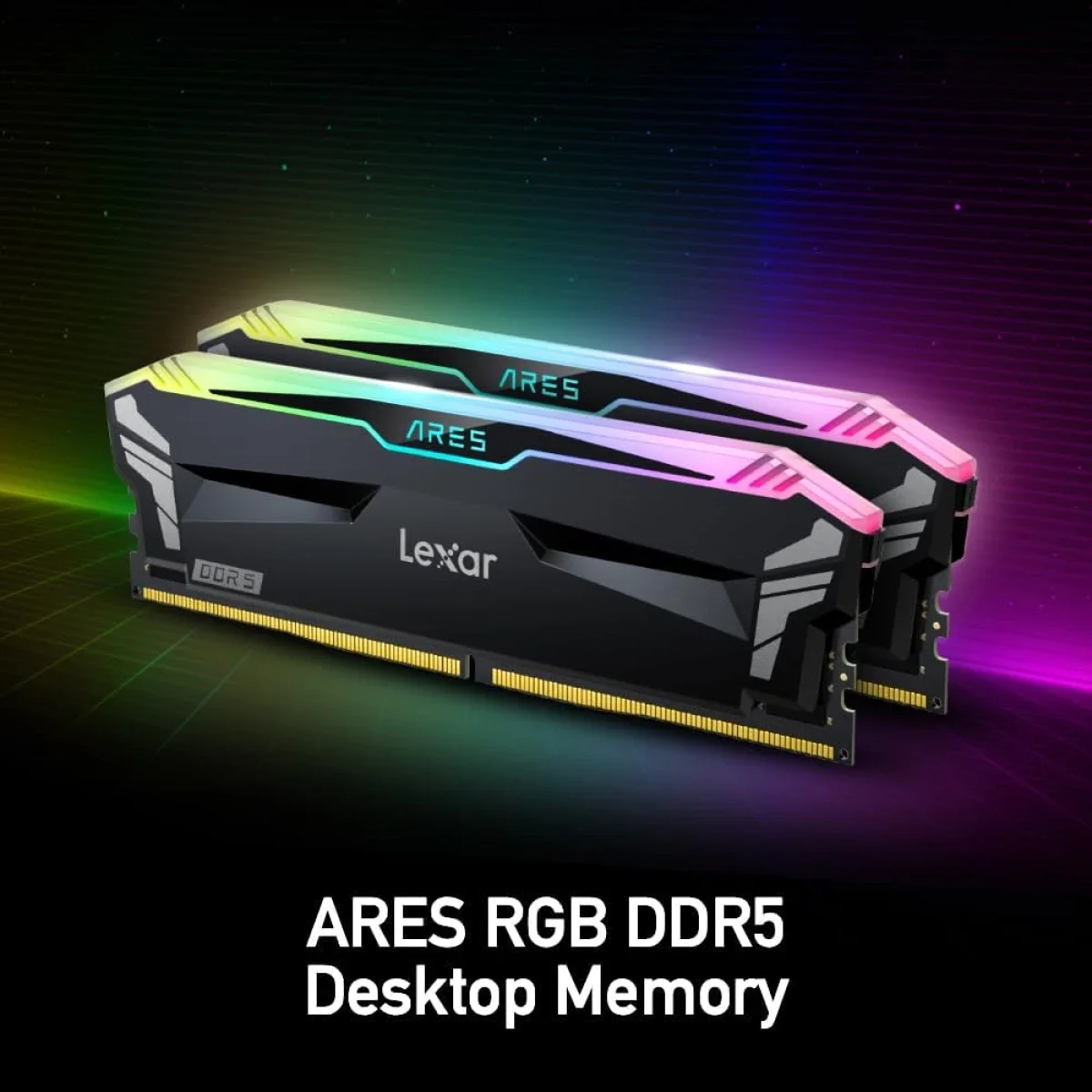 Lexar ARES RGB 32GB (2x16GB) DDR5 7200MT/s CL34 Desktop Memory Kit – Black - Image 2