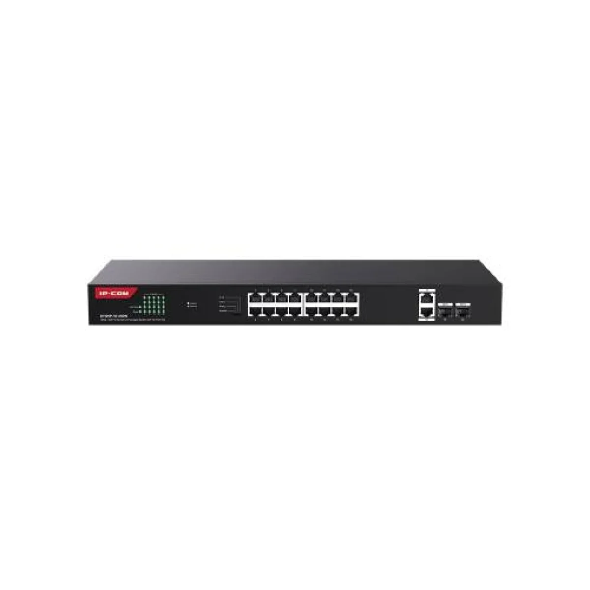 سويتش IPCOM غير مُدار PoE+ جيجابت 16 منفذ مع منفذي RJ45 للربط ومنفذي SFP بقدرة 250 واط