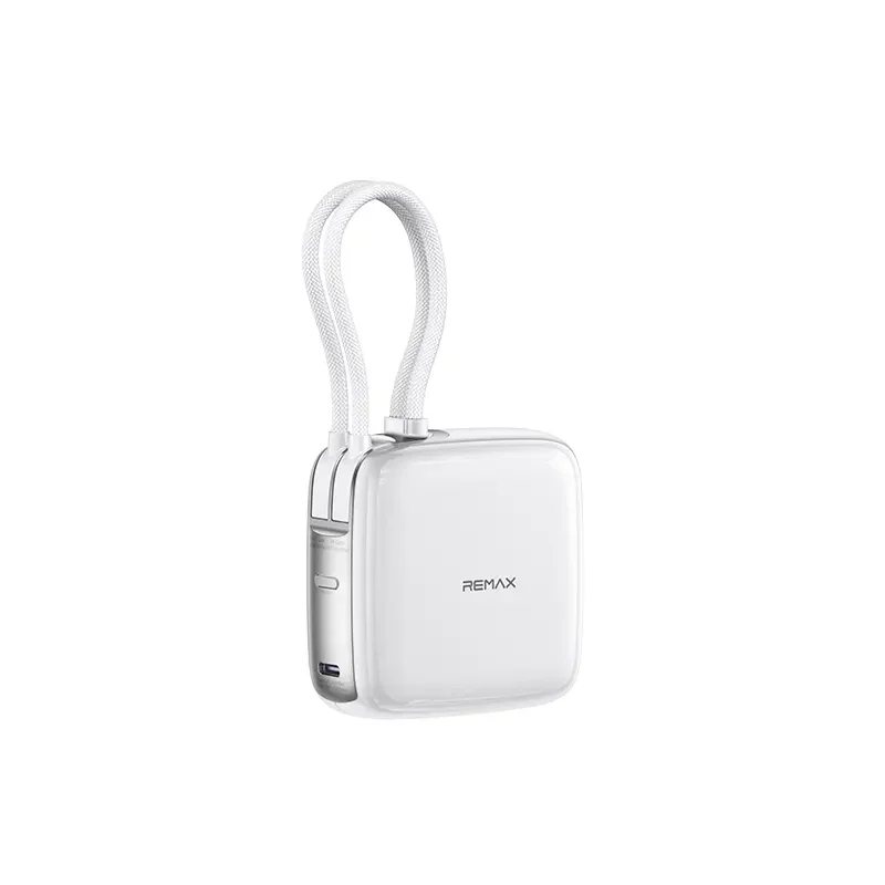 باور بانك Remax Lingpai FP-60 سعة 10000mAh بشحن QC بقدرة 22.5 واط وكابلات مدمجة - أبيض