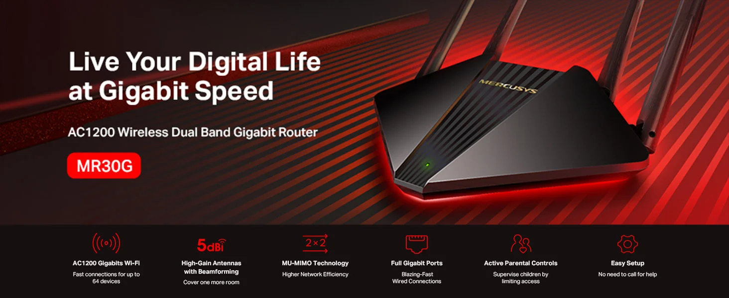 MERCUSYS MR30G AC1200 Dual Band Gigabit Wi-Fi Router - Thumbnail 7