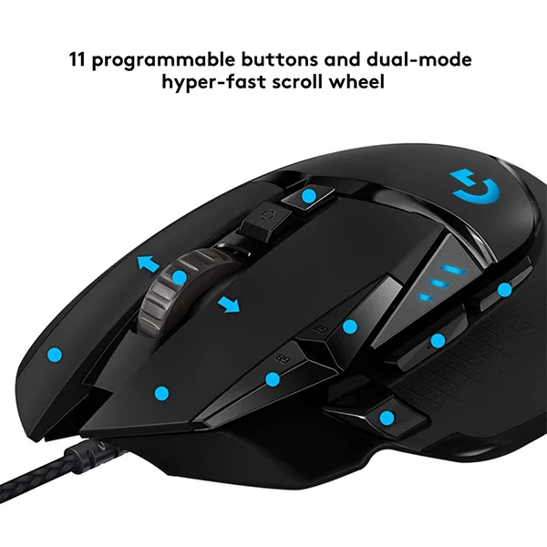 ماوس ألعاب سلكي Logitech G502 HERO عالي الأداء مع حساسية قابلة للتعديل تصل إلى 16000 DPI - Image 2