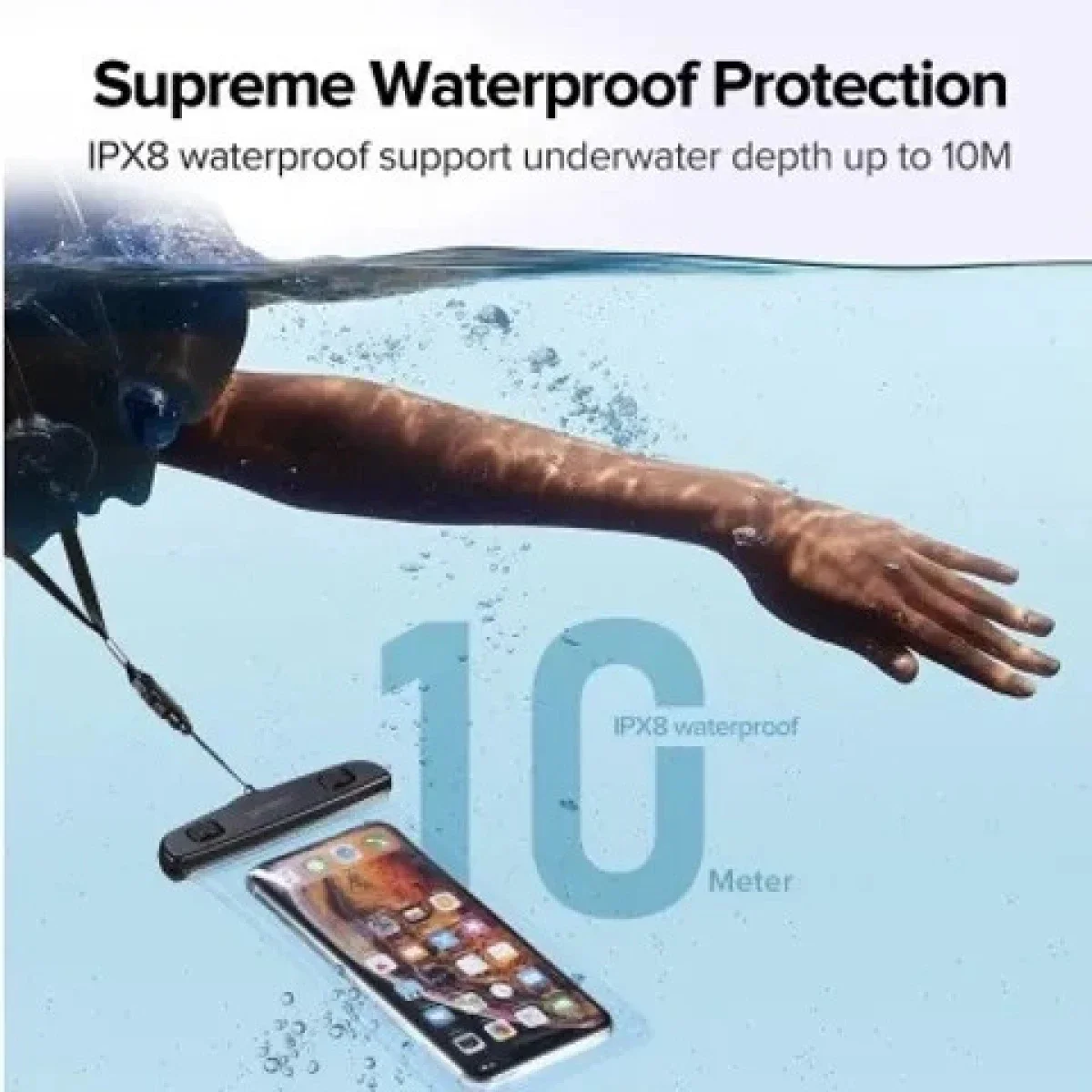 Ugreen LP186 IPX8 Waterproof Phone Pouch for Phones up to 6.5 Inches - Black - Image 3