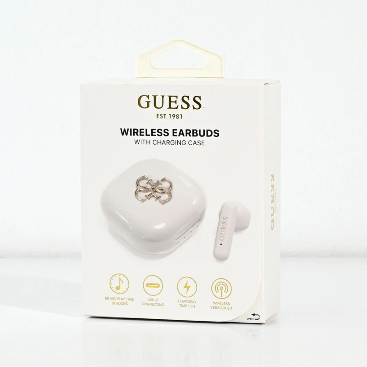 GUESS GUTWSJ7HE4GH 4G Metal Logo TWS Bluetooth Earphones with Charging Case - White - Thumbnail 6