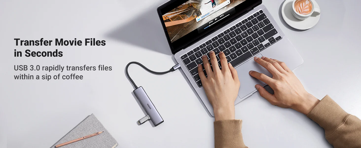 موزع USB-C من Ugreen 4 في 1 Type-C إلى 4 منافذ USB 3.0 بسرعة 5Gbps - Image 9