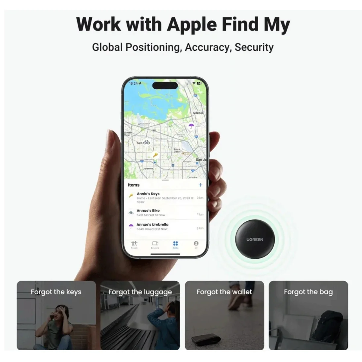 جهاز تعقب بلوتوث ذكي Ugreen CM520 لشبكة Apple Find My، 60387 - Image 7