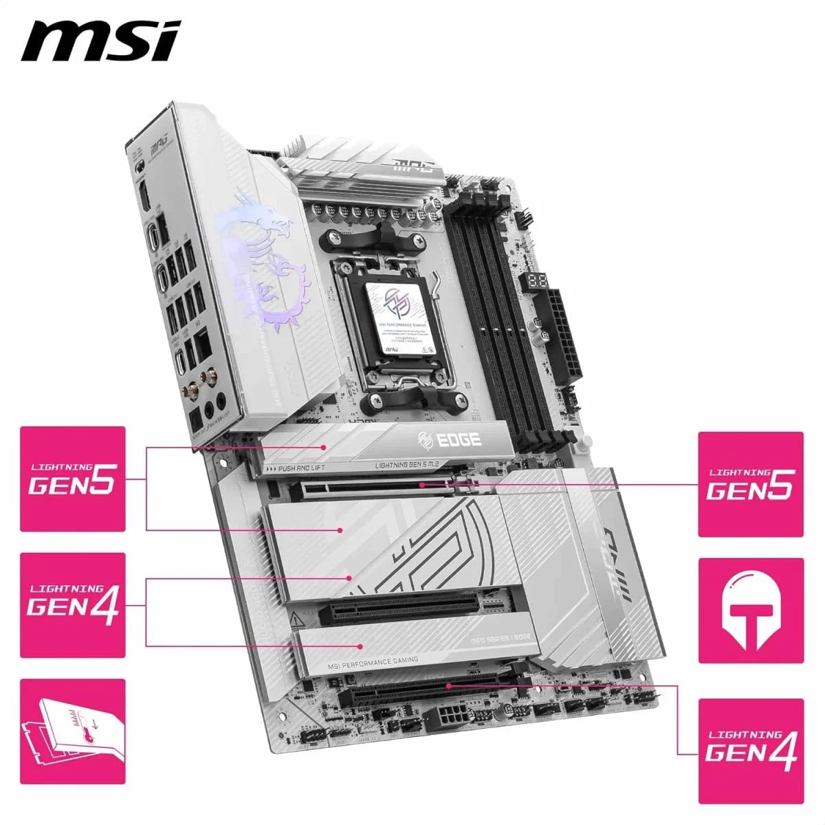لوحة أم للألعاب MSI MPG X870E EDGE TI WIFI ATX، AM5، DDR5، Wi-Fi 7 - Image 2