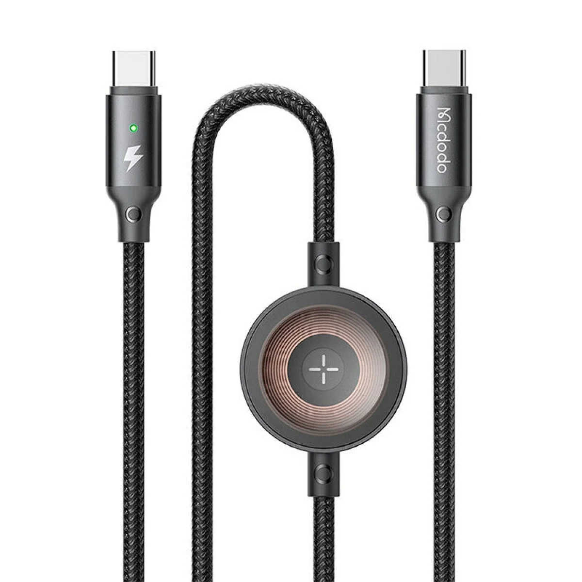 Mcdodo CA-2580 2-in-1 USB-C to USB-C Cable with Apple Watch Charger, 60W, 1.5m, Black - Thumbnail 3