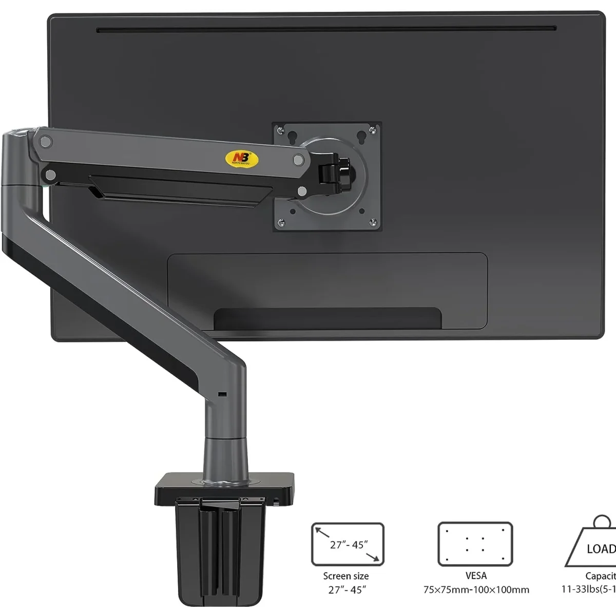 North Bayou NB G40 Gas Spring Monitor Arm for 22-40 Inch Screens - Thumbnail 2