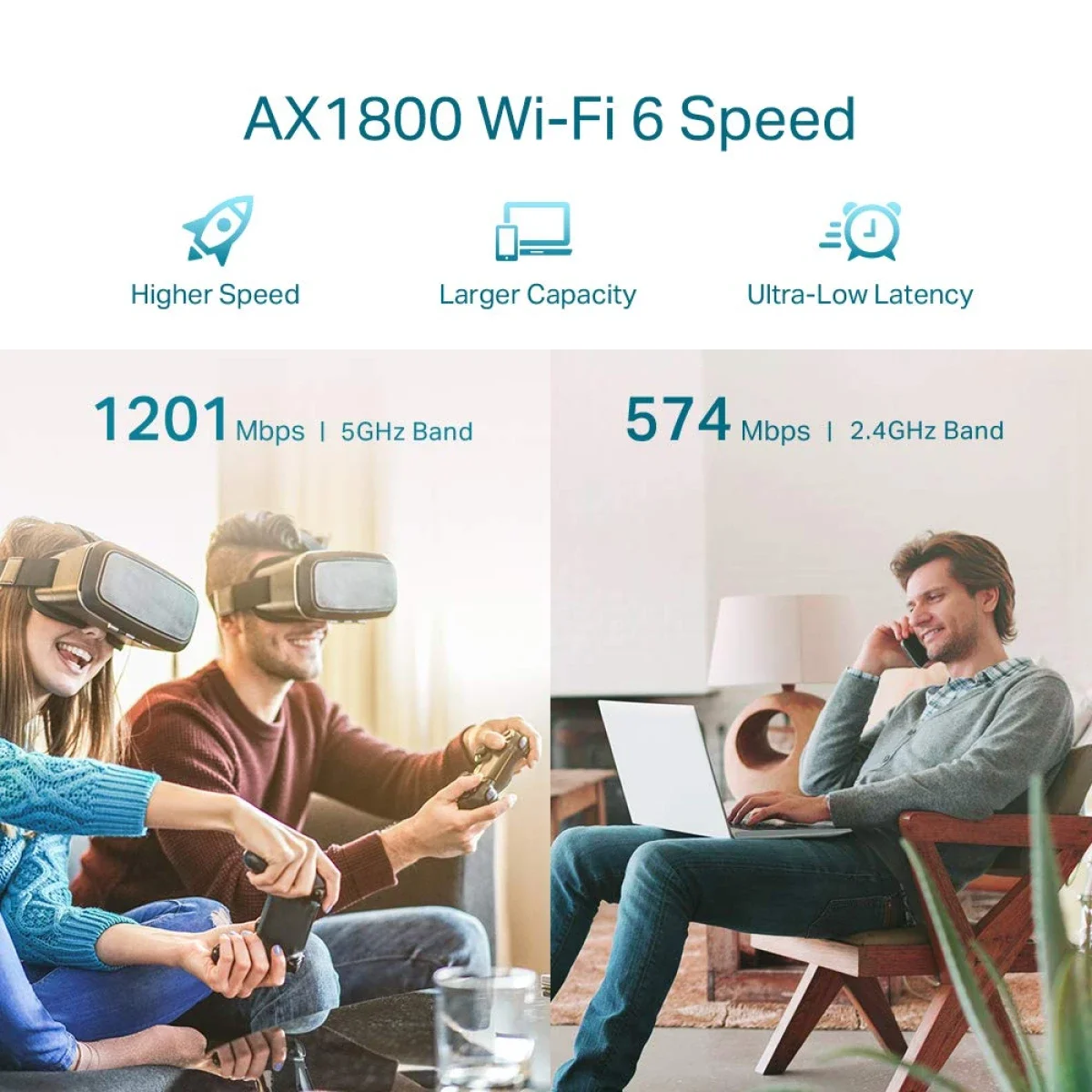 مقوي شبكة TP-LINK RE605X AX1800 Wi‑Fi 6 ثنائي النطاق مع منفذ جيجابت - Thumbnail 3