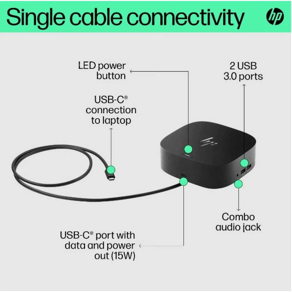 قاعدة توصيل HP USB-C Dock G5 لدعم 3 شاشات 4K وشحن 100W باللون الأسود - 5TW10AA - Image 6