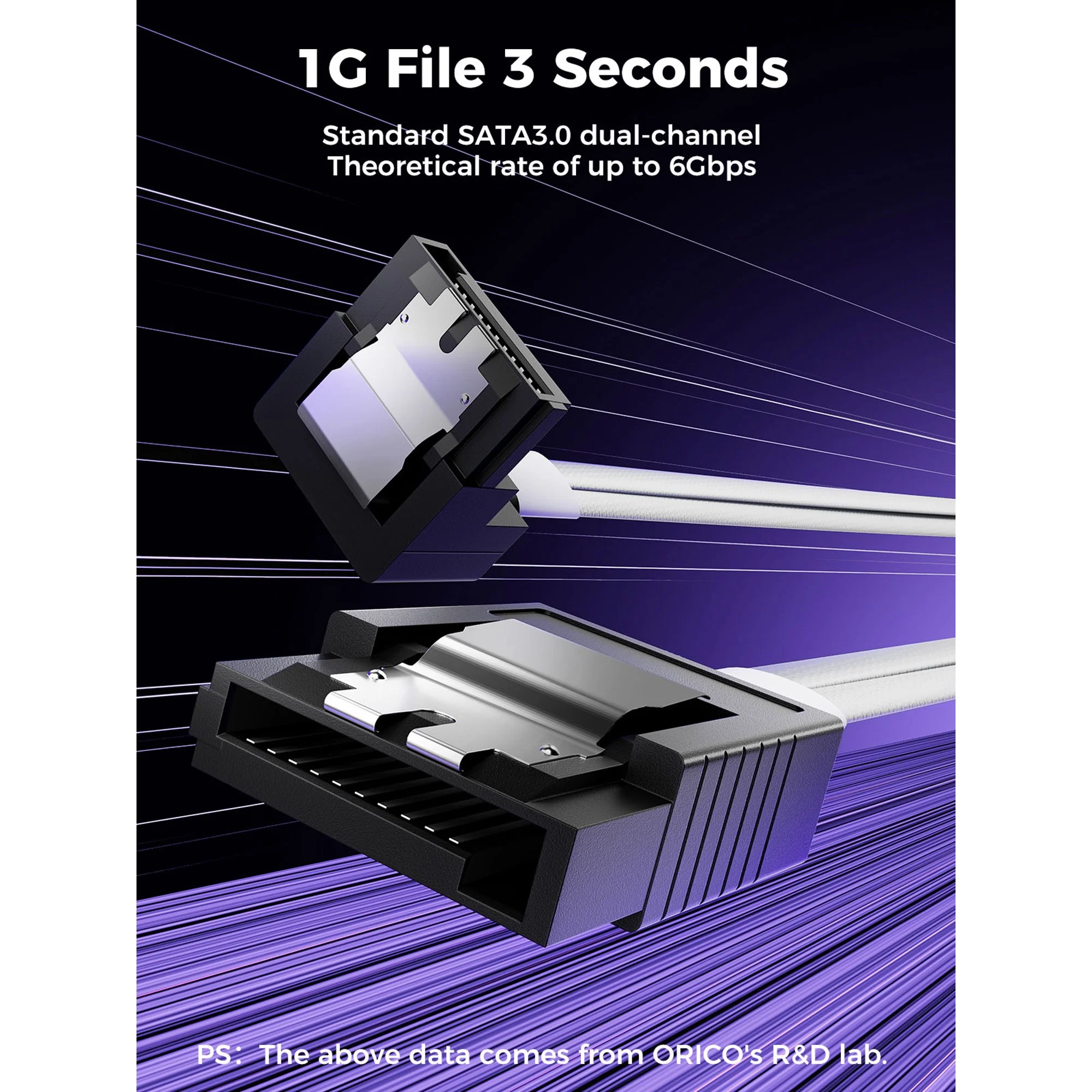 كابل ORICO 1×3 SATA 3.0 لنقل بيانات الهارد، 6Gbps، 90 سم - Thumbnail 3