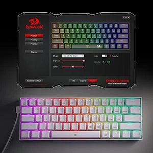 كيبورد ألعاب ميكانيكي Redragon K630 Dragonborn سلكي RGB بنسبة 60%، 61 مفتاح، سويتش أزرق خطي، أبيض - Thumbnail 15