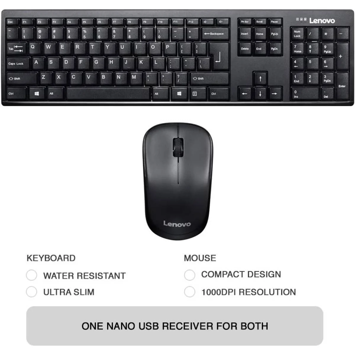 لوحة مفاتيح وماوس Lenovo 100 لاسلكيان USB-A AR/EN - Image 3
