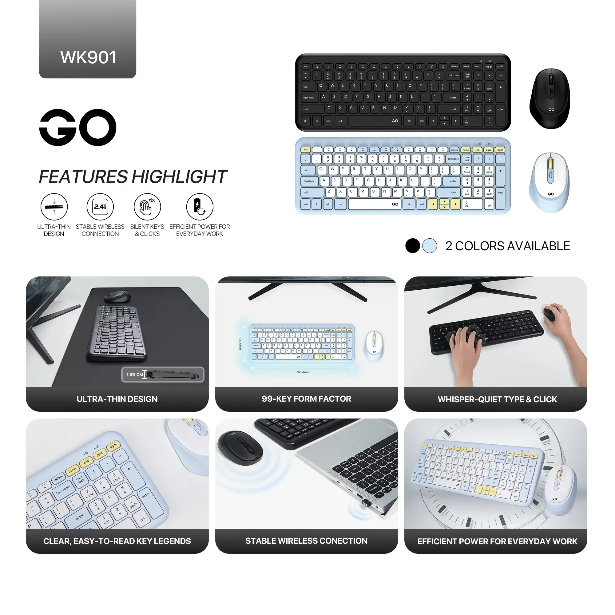 Fantech WK901 GO Wireless Keyboard and Mouse Combo - Thumbnail 5