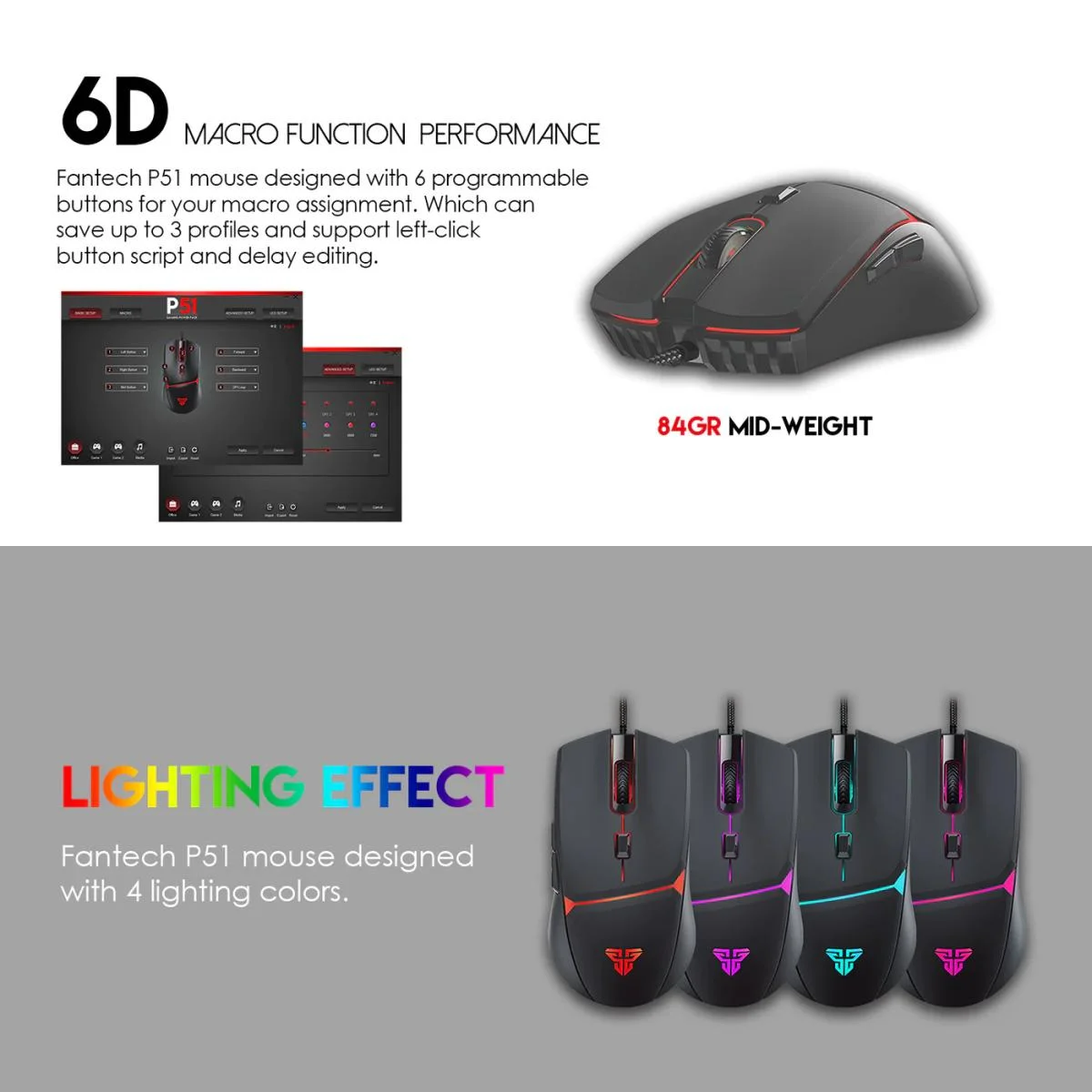 طقم ألعاب Fantech P51 Power Bundle 5 في 1 سلكي - أسود - Thumbnail 2