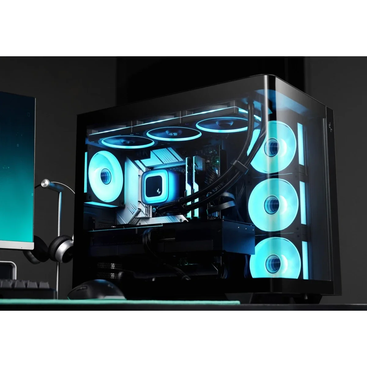 هيكل كمبيوتر DeepCool CG530U 4F بانورامي بزجاج منحني ATX ميد تاور مع 4 مراوح مثبتة مسبقًا - أسود - Image 9