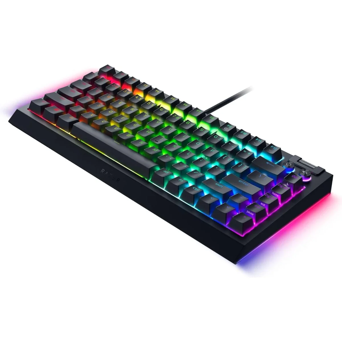 كيبورد ألعاب Razer BlackWidow V4 75% ميكانيكي قابل لتبديل السويتشات مع سويتشات برتقالية لمسية - أسود - Thumbnail 8