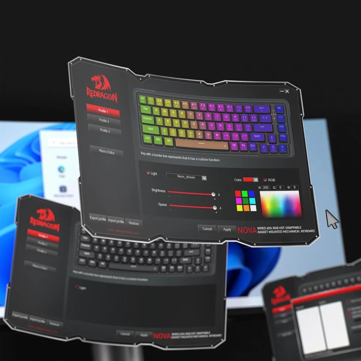 Redragon K709 NOVA 65% Wired RGB Mechanical Gaming Keyboard, 68 Keys, White - Thumbnail 2