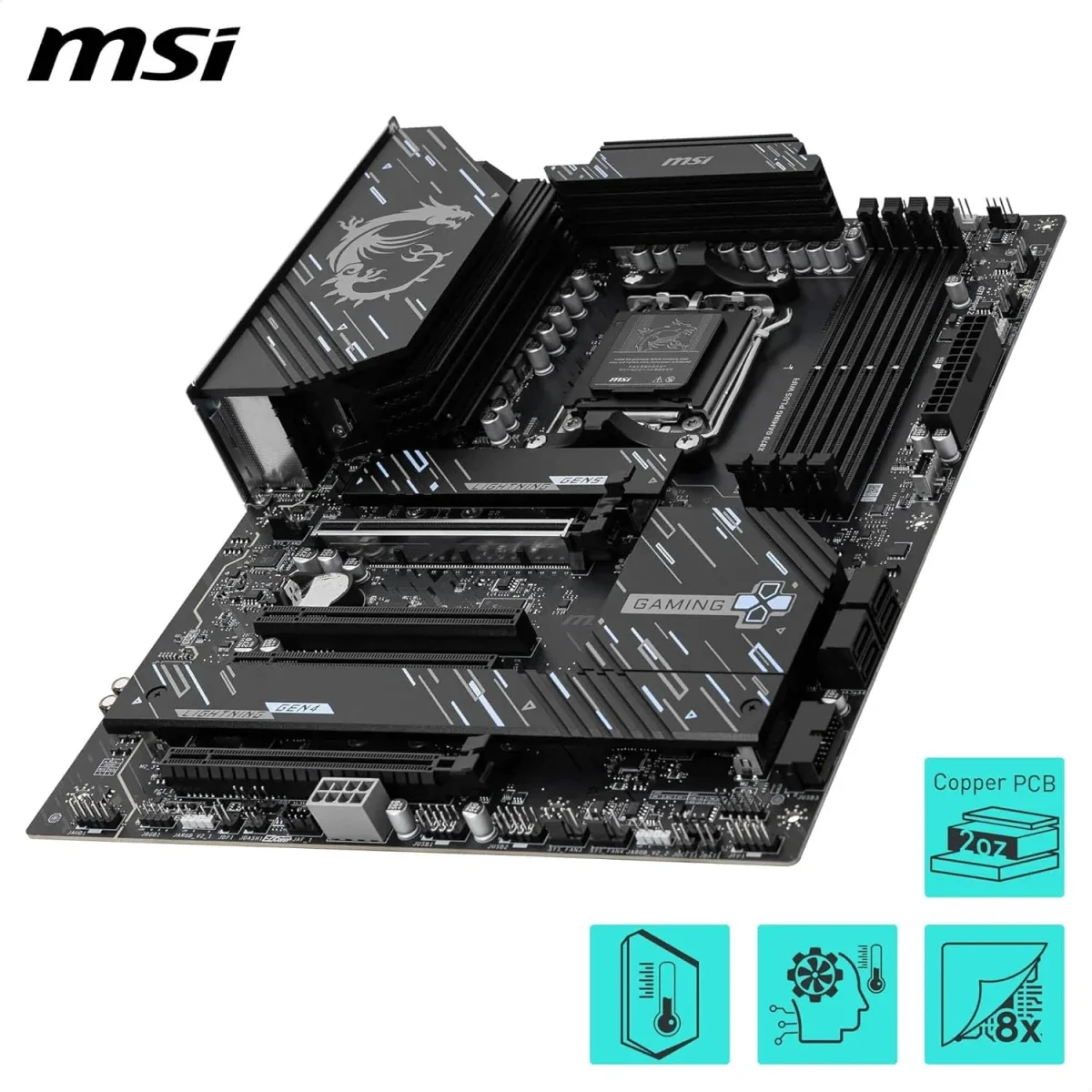 لوحة أم ألعاب MSI ATX AM5 DDR5 Wi‑Fi 7 بسرعة 8200+ MT/s OC وPCIe 5.0 X870E GAMING PLUS WIFI - Thumbnail 4
