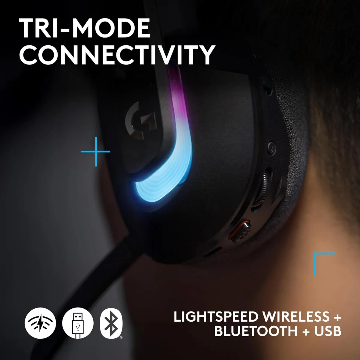 سماعة ألعاب Logitech G522 لاسلكية LIGHTSPEED مع RGB، أسود - Image 5