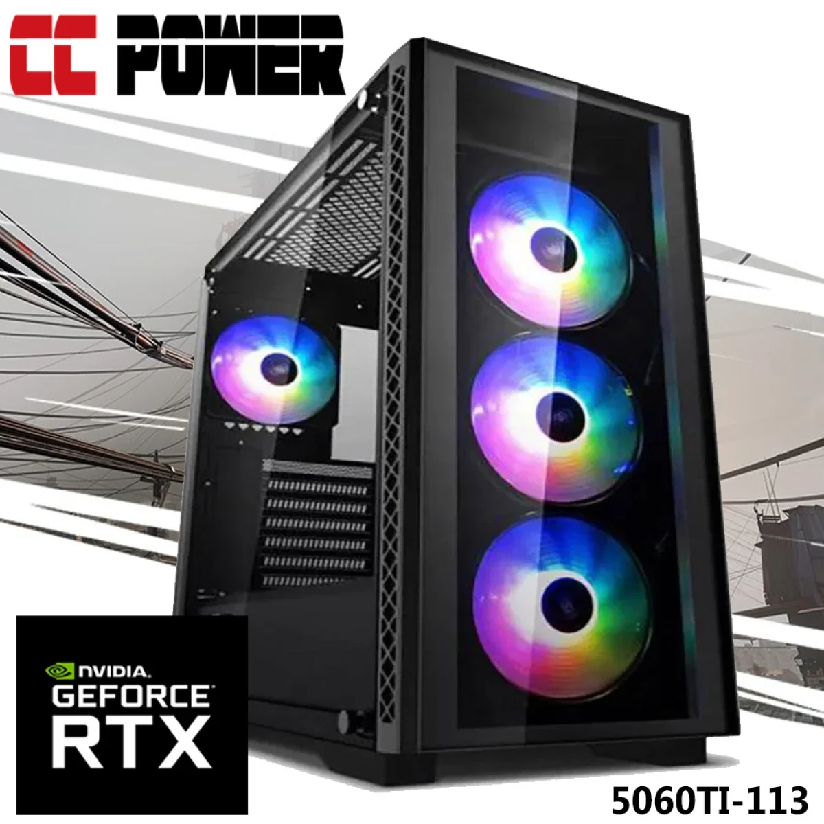 كمبيوتر ألعاب City Center Computers 5060TI-113 بمعالج AMD Ryzen 7 5700 وكرت RTX 5060 Ti وذاكرة 16GB وسعة 500GB SSD - Image 1