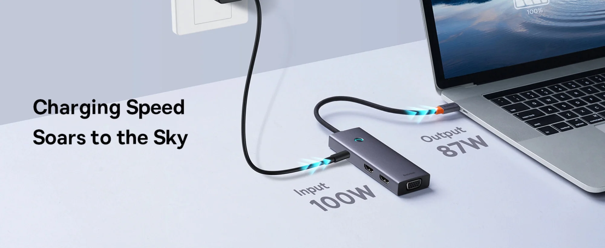 Baseus PortalJoy Series 7-Port Triple-Display USB-C Hub with 4K HDMI, VGA, USB & PD - Space Grey - Image 8