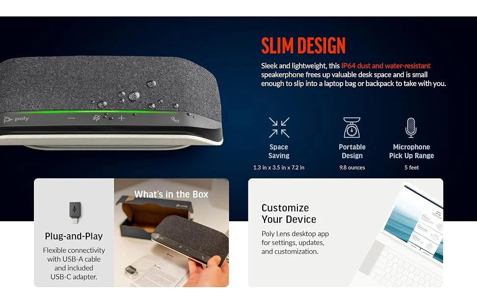 Poly Sync 10 USB Speakerphone with Dual Microphones - Thumbnail 10